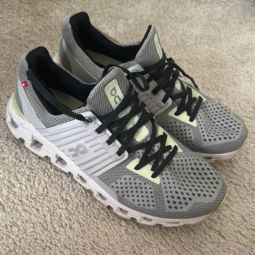 On Running Gray and Black Athletic Shoes with Breathable Mesh